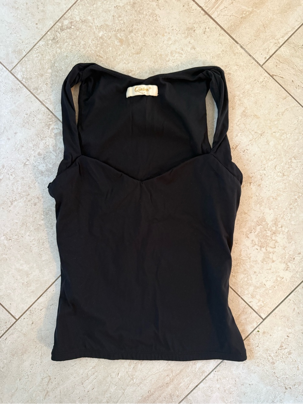 Black Fitted Scoop-Neck Tank